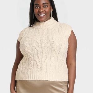 A New Day cream sleeveless sweater with mock neck, size 4X